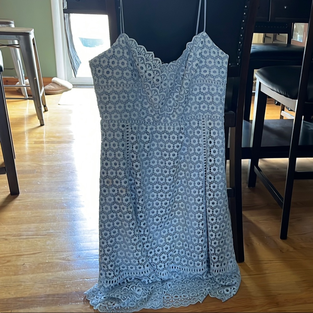Blue Lace Sleeveless Dress